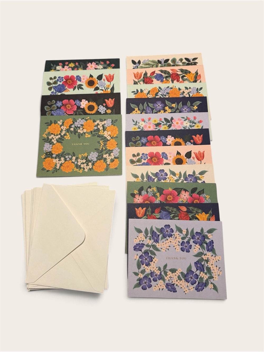 2x1 Rifle Paper Co. Floral Note Cards - Green, Navy, Lavender, Cream, Black